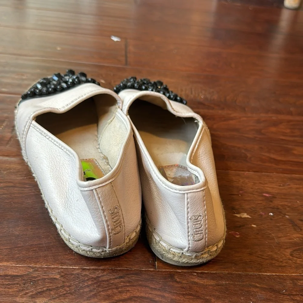 Circus Sam Edelman slip on flat shoe black rhinestone embellishments on toe 9.5